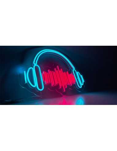 Headphones Neon Sign 50×38 cm. Decorative LED Neon
