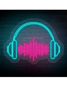 CARTEL NEON AURICULARES DECORACION 50X38 NEONES