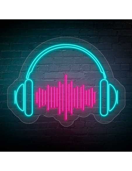 Headphones Neon Sign 50×38 cm. Decorative LED Neon