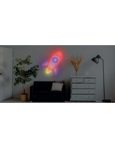 CARTEL NEON COHETE DECORACION 50X76 NEONES 2