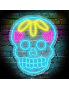 CARTEL NEON CALAVERA CATRINA DECORACION 34X43 NEONES