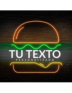 CARTEL NEON HAMBURGUESA PERSONALIZADA DECORACION 64X63.7...