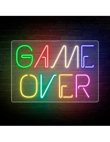 CARTAZ DE NÉON GAME OVER LUMINOSO DECORAÇÃO...
