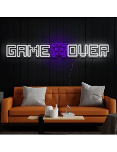 CARTEL NEON GAME OVER SPACE DECORACION 112X18 NEONES