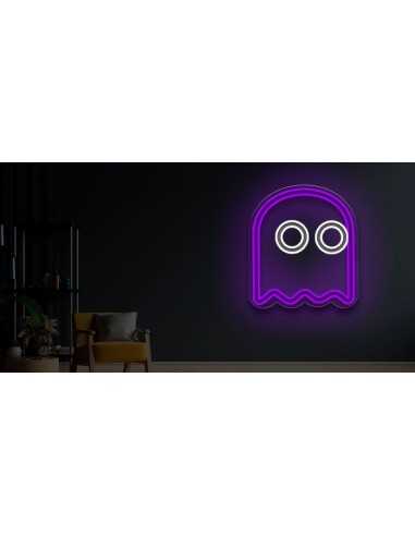 CARTAZ DE NÉON GHOST PACMAN LUMINOSO DECORAÇÃO...