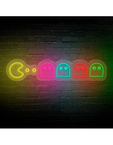 CARTEL NEON PACMAN COMECOCOS DECORACION 18,14X100 NEONES ARCADE