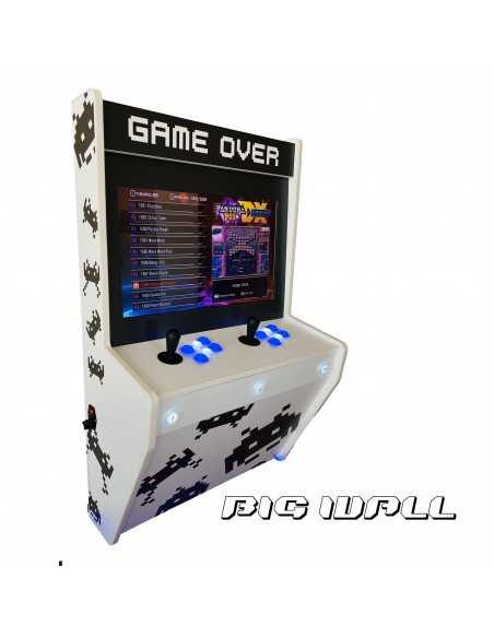 BIG WALL WHITE ALIENS MURALE ARCADEKAST VOOR 2 SPELERS MET 22" SCHERM EN DUIZENDEN INBEGREPEN VIDEOSPELEN