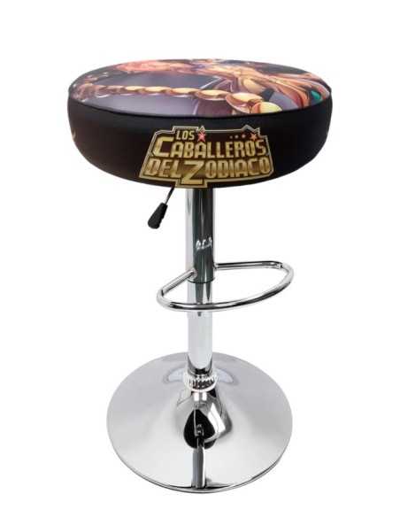 TABURETE ARCADE CABALLEROS DEL ZODIACO MILO DISEÑO RETRO TAPIZADO VIDEOJUEGOS SILLA BAR BANCO TABOURET