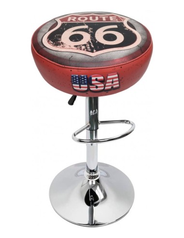 TABURETE ARCADE ROUTE 66 DISEÑO RETRO TAPIZADO VIDEOJUEGOS SILLA BAR BANCO TABOURET