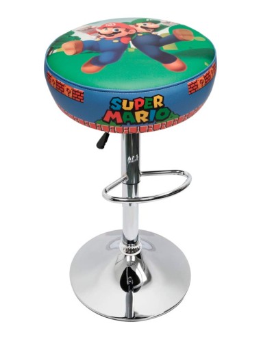 TABURETE ARCADE MARIO LUIGI DISEÑO RETRO TAPIZADO VIDEOJUEGOS SILLA BAR BANCO TABOURET