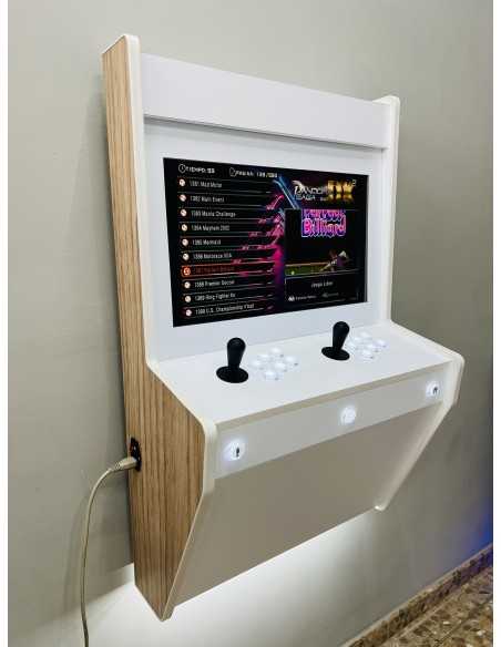 BIG WALL WAND-ARCADE-MASCHINE EICHE FÜR 2 SPIELER BILDSCHIRM 22" TAUSENDE VON VIDEOSPIELEN ENTHALTEN