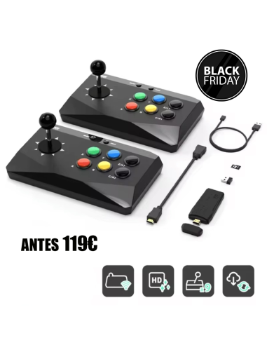 Consola arcade com joysticks sem fio, 20.000 jogos, design retro, 9 emuladores, 2 jogadores, oferta nova