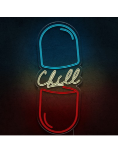CARTELLO AL NEON CHILL PILL LUMINOSO DECORAZIONE NEON...