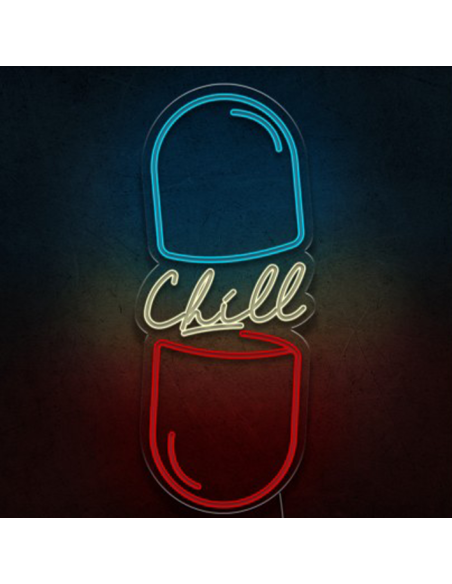 CARTAZ DE NÉON CHILL PILL LUMINOSO DECORAÇÃO NÉONS OFERTA
