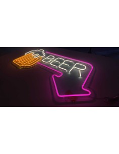 CARTELLO AL NEON BEER HERE LUMINOSO DECORAZIONE NEON OFFERTA 2