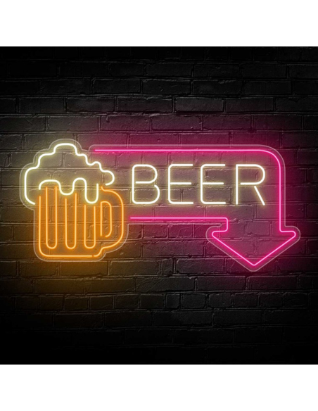 ENSEIGNE AU NÉON BEER HERE LUMINEUSE DÉCORATION NÉONS OFFRE