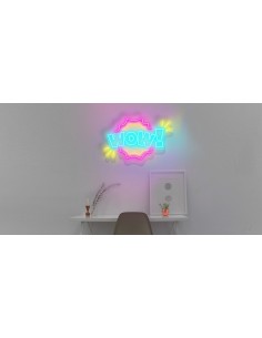 CARTELLO AL NEON WOW LUMINOSO DECORAZIONE NEON OFFERTA 2