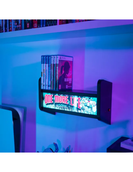 Arcade boekenplank stijl voor videogames met verlichting gamingdecoratie