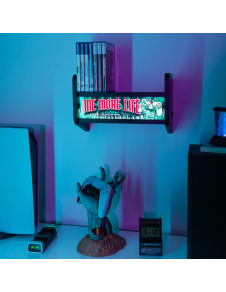 Scaffale arcade stile per videogiochi con illuminazione. decorazione gaming