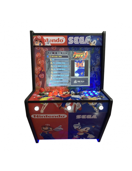MAQUINA ARCADE PARA PARED DISEÑO MARIO Y SONIC 2 JUGADORES NINTENDO SEGA